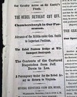 Rare July 6  1863 Original New York Times Issue On The Battle Of Gettysburg