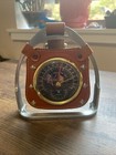 Vintage Desktop Weather Station - Temperature Barometer - Leather Steel - Japan