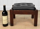 Antique Arts   Crafts Quartersawn Oak Black Tuft Footstool Ottoman