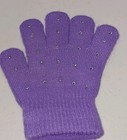 Purple Clear Rhinestones Elementary Size Children Gloves 