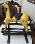 Primitive Large Antique Hand Carved Wood Glider Horse All Original Great Display
