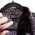 Vintage 100  Silk Black Button Up Shirt Womens 14 Retro Office Retro Purple 80s 