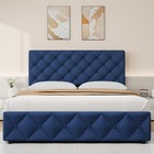 Full queen king Size Bed Frame W 4 Drawers linen Upholstered Platform Bed Frame