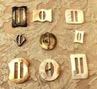 9 Antique Victorian Carved Mother Of Pearl Buckles Slides