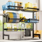 Over Sink Dish Rack Adjustable Stainless Steel Kitchen Organizer Storage Baskets