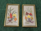 Vintage 1970s Mushroom Crewel Set Of 2 Fungi Rare Htf