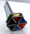 Vintage Hand Crafted Stained Glass Kaleidoscope Double Wheel 7 Inches