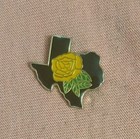 Vintage Texas State Outline Map Shape Yellow Rose Travel Souvenir Hat Lapel Pin