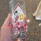Vtg Bob s Big Boy 50th Anniversary Glasses Set Of 2  1936-1986  Clear Glass