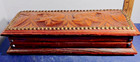 Rustic Wood Box W  Tooled Embossed Leather Top 13    W Vintage  60 Spain