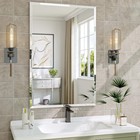 Beveled Wall Mirror Rectangle Bathroom Vanity Mirror Frameless Shatterproof Deco