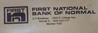 Vintage Bank Deposit Zipper Bag- First National Bank Of Normal Of Normal Il
