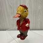 50s Alps Japan Tin Wind-up Strutting Animals Duck Twirling Cane Cloth Pants