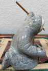 Eddie Lee Alaskan Hand Carved Soapstone Inuit Eskimo Spear Hunter Signed 4 x4 