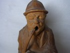 Smokin Black Forest Man Sits Hand Carved Wood Vintage German  e