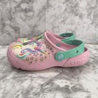 Crocs Fun Lab Unicorn Clogs Girls J 2 Pink Glitter Slip On Water Comfort Shoes