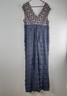 Adriana Papell Lace Tiered Black Full Length Lined Evening Gown  Us 18