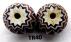 Pair Of Oval Original Antique Venetian Chevron Trade Beads African Tr40 Bg 51
