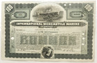 Antique 1910s   1920s Titanic Imm Stock Certificate Jpm Punch Top Green 100 Shares