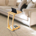Mobile Office Computer Desk Solid Wood End Table C-shaped Side Table W  Wheels