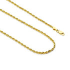 14k Real Solid Yellow Gold 1 5mm-3mm Rope Chain Necklace With Lobster Claw Clasp