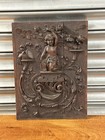 Antique Hand-carved Wooden Panel     Cherub  Floral Motif - Decorative Plaque 