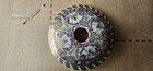 Vintage Pink Floral W  Gold Trim Porcelain Lidded Hair Receiver Vanity Accessory