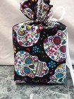 Skulls   Flowers On Black Cotton Fabric Handmade Square Tissue Box Cover