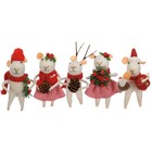 Primitives By Kathy Felt Christmas Mice Set 5 Critter Holiday Ornament Mouse