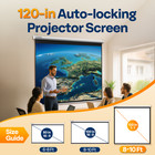 120  Pull Down Projector Screen 1 1 Hd 4k Retractable Home Movie Theater Office