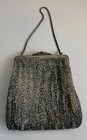Antique Beaded Metal Frame Flapper Walborg Lined Purse Art Deco Silver Chain