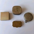 4 Vintage Pill Boxes Mixed  Enamel Stratton Compact 