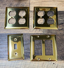 Gold Tone Metal Wall Plates Lot Of 4 Outlet Switch Covers Vintage Style