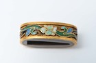 Fuchi Kashira Japanese Antique Mumei Flower Design Shippo Shakudo Edo Era