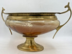 Large Antique French Brass Planter Mid-1900 s Brass And Coloured Glass