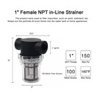 1  Female Npt In-line Strainer With 100 Mesh Stainless Steel Filter Screen  m   