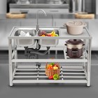 2 Compartments Commercial Freestanding Kitchen Sink Stainless Steel Utility Sink