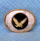 Western Eagle Belt Buckle Cowboy Scroll Ssp Vtg 80s Montana Silversmiths  qrt983