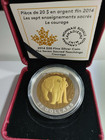 2014 Canada  20 The 7 Sacred Teachings - Courage - 1 Oz Fine Silver -gold Gilded