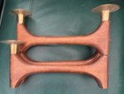 Vintage Mid Century Modern Teak And Brass Articulating Folding Candle Holder