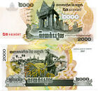  rare  Cambodia Cambodge Kampuchea 2000 Riel Unc 2007 Overprint 2015 P59 59b
