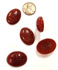 1 Vintage Japanese Genuine Carnelian Gemstone 25x18mm  Oval Scarab N139
