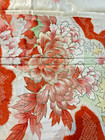 Vintage Beautiful Silk Furisode Kimono Gold Embroidery Trim Orange Flowers