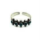 Vintage Sterling Silver Green Turquoise Fred Harvey Era Adjustable Band Size 10
