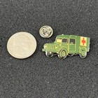 Vintage Us Military Red Cross Army Ambulance Jeep Truck Green Pin Pinback  51007