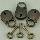 3 Pcs Old Vintage Antique Style Mini Padlocks Key Lock Bronze Retro Jewelry Lock