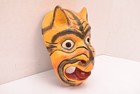 Vtg Tiger Mask Mexican Guerrero Folk Art Hand Carved Wood Cat Leopard