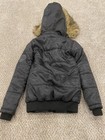 Mens Black Padded Winter Jacket Hooded Fur Trim Warm Zip Casual Coat