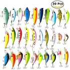 Lot 30 Pcs Kinds Of Fish Fishing Lures Crankbaits Hooks Minnow Baits Tackle