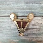 Vintage 1950s Teak Mouse Brooch Gold Tone And Rhinestones Mid Century 